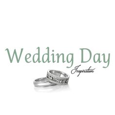 two wedding rings sitting on top of each other with the words wedding day written above them