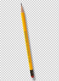 a pencil that is yellow and has the eraser on it's end, with an eraser in the middle