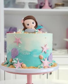 Simple Mermaid Birthday Cake, Pig Birthday Cakes, Cake Story, Rainbow Birthday Cake, Beach Cakes, 3rd Birthday Cakes, 2 Birthday Cake