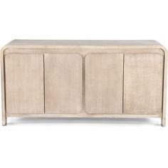 the sideboard with three doors is made from wood and has an off - white finish