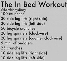 the in bed workout list is shown here