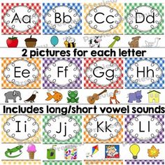 two pictures for each letter e, f, g and h with the same words