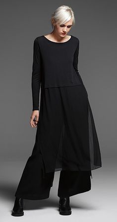 EILEEN FISHER: New Arrivals: Black Silk Dress, Wide-Leg Velvet Pant + Chelsea Bootie Stil Boho, Black Silk Dress, Mode Inspiration, Elegant Outfit, Winter Looks, Eileen Fisher, Hijab Fashion, Silk Dress, Shift Dress