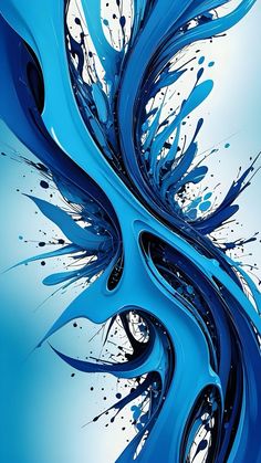 an abstract blue and white background with splashing paint on the bottom half of it