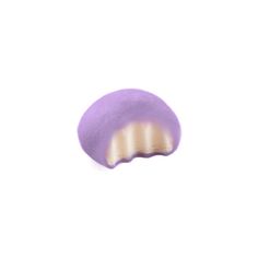 a close up of a purple object on a white background