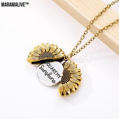 Introducing our exquisite, brand-new sunflower necklace pendant! Crafted with meticulous attention to detail, this eye-catching piece adds a touch of sunshine to any style Its captivating sunflower design truly makes a statement, exuding a charming and vibrant personality. Perfect for gifting on any occasion or as couples jewelry, the sunflower opens to reveal a meaningful message - You are my Sunshine!" This pendant is made from high-quality stainless steel and undergoes an electroplating treat Creative Necklace, Sunshine Necklace, Anniversary Necklace, Sunflower Pendant, Sunflower Necklace, Bff Gifts, My Sunshine, You Are My Sunshine, Letter Necklace