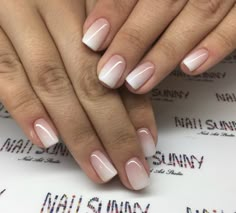 Wedding Nail Ideas For The Bride Acrylic, American French Dip Nails, Ombre French Short Nails, French Fade Nails Short, Natural Ombré Nails, Natural Ombre Nails, Ombre French Manicure, French Ombre Nails, White Press On Nails