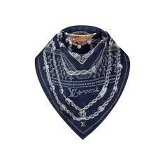 LOUIS VUITTON® - Lv Dynasty Silk Bandana - Navy Cowboy Neckerchief, Louis Vuitton Gifts, Classic Cowboy, Silk Bandana, Trunk Bag, Stole Scarf, Leather Denim, Louis Vuitton Official, Monogram Bag