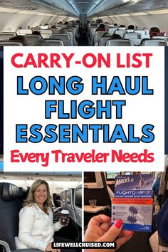 an airplane with the words carry - on list long haul flight essentials every traveler needs