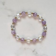 Crystal Beaded Bracelets Swarovski, Bracelets Crystal Beads, Lavender Amethyst Beaded Bracelets For Meditation, Healing Lavender Crystal Bracelet With Gemstones, Spiritual Purple Faceted Beaded Bracelets, Spiritual Faceted Purple Beaded Bracelets, Spiritual Lavender Amethyst Crystal Bracelet, Purple Amethyst Stretch Bracelet With Natural Stones, Faceted Amethyst Crystal Bracelet For Healing