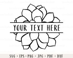 a black and white flower with the text, your text here on it's side