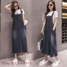 Top Seller for HOT Womens Denim Suspender Jeans Ripped Long Overall Strap Dress Plus Size S-6XL, Womens Dresses Women Suspenders, Pantalon Thai, Loose Overalls, Denim Dress Summer, Petite Midi Dress, Long Sundress, Suspenders For Women, Look Plus Size, Womens Denim Dress