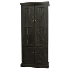 a tall wooden cabinet with two doors