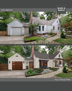 before and after photos of a house in the suburbs