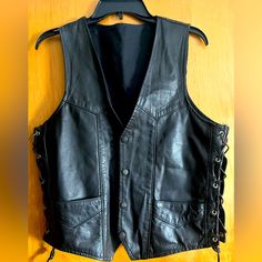 Genuine Leather. Excellent Condition Never Worn. Sz Small But Fits More Like A Medium Ranch Dress, Leather Vest, Fashion Addict, Genuine Leather, Beaded Necklace, Jackets & Coats, Jackets For Women, Street Style, Leather