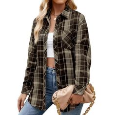 MOSHU Flannel Shirts for Women Casual Plaid Womens Tops Long Sleeve Button Down Shirts Curved Hem Blouses Introducing the ultimate addition to your wardrobe: our plaid flannel shirts for women. Designed for both style and comfort, these button-down shirts are a must-have for any fashion-forward individual. The timeless plaid pattern exudes classic charm, while the high-quality flannel fabric offers a luxuriously soft feel. These plaid womens shirts feature long sleeves with a button on the cuff, Flannel Shirts For Women, Shirts For Women Casual, Ladies Tops Blouses, Womens Flannel Shirt, Tunic Tops Casual, Flannel Shirts, Dressy Blouse, Casual Tunics, Women's Button Down Shirt