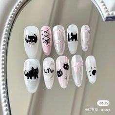 Marvel Nails, Cat Nail Designs, Band Nails, Wow Nails, Asian Nails, Anime Nails, Glitter Gel Nails, Blush Nails