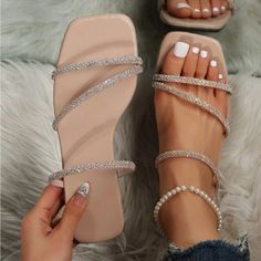 Super Cute And Stylish Ships In 5-10 Business Days Tags: #Shoes #Heels #Party #Newyears #Holiday #Sandals #Gold #Beautiful #Glitter Women Flat Sandals, Pretty Sandals, Rhinestone Flats, Rhinestone Bow, Girly Shoes, Womens Sandals Flat, Shoes Fashion, Fashion Flats, Kendall Jenner