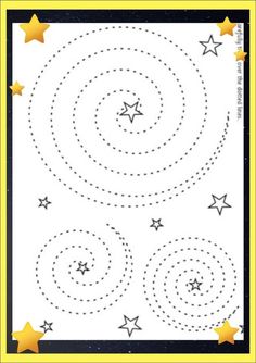 a drawing with stars and circles on it