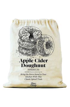 an apple cider doughnut bag on a white background