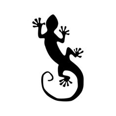 a black and white silhouette of a geckoa lizard on a white background illustration