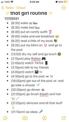 Holiday Routine For Teens, Morning Routine Teenage Girl Summer, Holiday Daily Routine, Aesthetic Day Routine, Healthy Summer Routine, Summer Routines, Holiday Routine