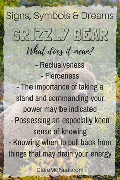 When fierce Grizzly Bear shows up in your dreams and psychic and mediumship readings the symbolism is rich! Here are some interpretations to consider. #grizzlybear #grizzlybearsymbolism #dreaminterpretation #signsandsymbols #signs&symbols #psychicsymbols #dreamsymbols #symbolsinmediumship Bear Spirit Animal, Dream Psychology, Facts About Dreams, Spirit Animal Meaning, Animal Symbolism, Psychic Medium