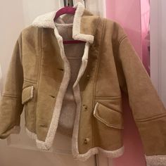 No Tags Brand New Two Double Side Pockets Size 10-12 A Bit Cropped Jacket 4 Buttons 4 Holes 100% Polyester Tan Sherpa Very Good Quality Cropped Sherpa Jacket, Sherpa Jacket, Cropped Jacket, Crop Jacket, Kids Jacket, Jean Coat, Jean Jacket, Good Quality, Jackets & Coats