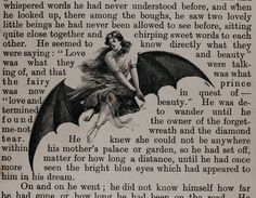 an old book page with a drawing of a woman riding a bat on top of it