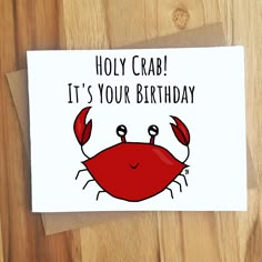 a card with a crab saying it's your birthday