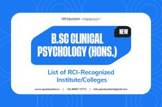 a blue and white poster with the words b s g clinic psy technology lions