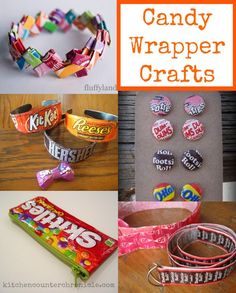 candy wrapper crafts for kids to make with their own hands and feet, including an assortment