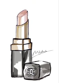 chanel lipstick drawing with the word'chanel'written in french on it