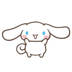 a cartoon bunny with blue eyes and pink cheeks