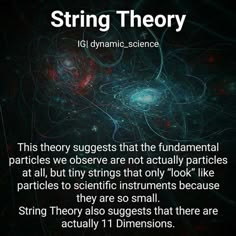 an image with the words string theory in white and black, on top of a dark background