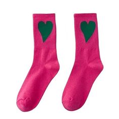 Make these socks a part of your aesthetic outfit 💚Free SizeMaterial: Cotton, Polyester Trendy Green Fall Socks, Pink Casual Socks For Winter, Pink Casual Winter Socks, Casual Pink Winter Socks, Trendy Stretch Pink Socks, Trendy Pink Stretch Socks, Trendy Cotton Socks For Winter, Casual Pink Socks For Fall, Trendy Cotton Winter Socks