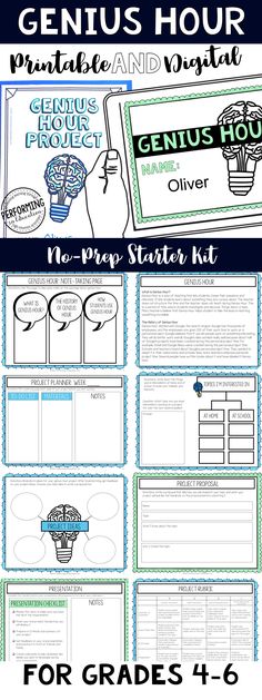 the genius hour worksheet for grade 4 - 6