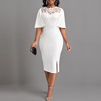 Bodycon Dresses Lace Bodycon Midi Dress, Latest Dress For Women, Women Fashion Dress, Fashion Dresses Online, Bodycon Dress With Sleeves, White Dress Party, Classy Dress Outfits, Lace Bodycon, Sleeve Bodycon Dress