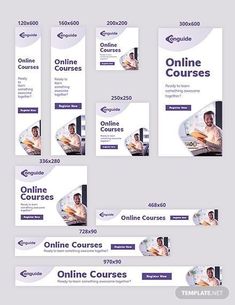 a set of banners for online courses