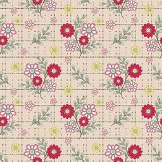 a floral pattern with many flowers on it