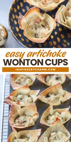 Try this Easy Artichoke Wonton Cups Recipe! It is simple and easy to make, resulting in an elegant, creamy, tangy, and savory snack. The combination of crispy wonton shell with the creamy filling will surely be a great football snack! Try this now!