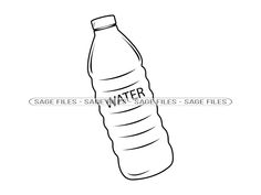 a black and white drawing of a water bottle with the words safe flies on it