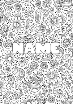 an adult coloring book with flowers and the word mama on it in black and white