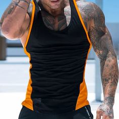 Season:Summer; Fabric:Polyester; Sleeve Length:Sleeveless; Gender:Men's; Style:Bodybuilding Fitness,Streetwear,Fashion; Tops Type:Vest Top,Undershirt,Tank Top; Occasion:Athleisure,Sports  Outdoor; Pattern:Color Block; Neckline:Scoop Neck; Listing Date:04/18/2023; Bust:; Length:; Knit Style:Ribbed Tuxedo Shirt Men, Undershirt Tank Top, Cheap Tank Tops, Womens Basic Tops, Mens Outdoor Jackets, Sleeveless Outfit, Outwear Women, Linen Shirt Men, Muscle T Shirts