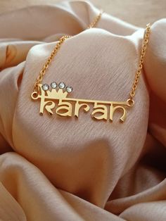 👑 Crown name necklace with                                                        stone (artificial)  :the most unique jewelry you can find perfect gift  for you and your loved one  : Thank you so much for your visiting and hope you enjoy shopping with us           Metal : brass  Plating colour  :18k gold silver and rose gold                                                                  : Manufacturing time 1 / 2 working days    estimate  : Shipping time 10 / 15 days Mother Birthday, Mother Birthday Gifts, Brass Chain, Name Necklace, Chain Styles, Mother Gifts, Anniversary Gifts, Necklace Lengths, 18k Gold