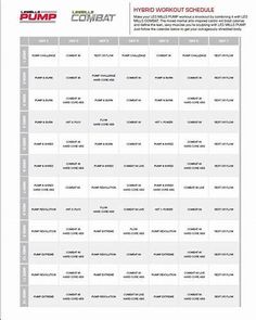 the printable workout schedule is shown in red and white