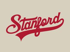 the word stanford in red on a beige background