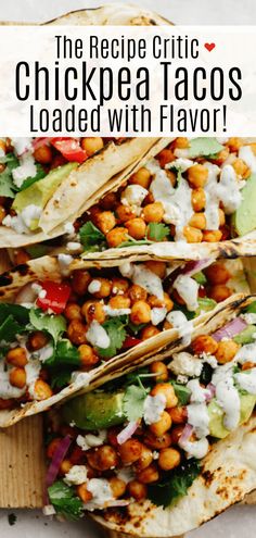 the recipe for chickpea tacos loaded with flavor