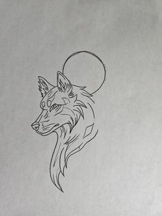 a drawing of a wolf head on white paper