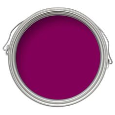 a purple paint can with white trim on the top and bottom, it is painted in bright